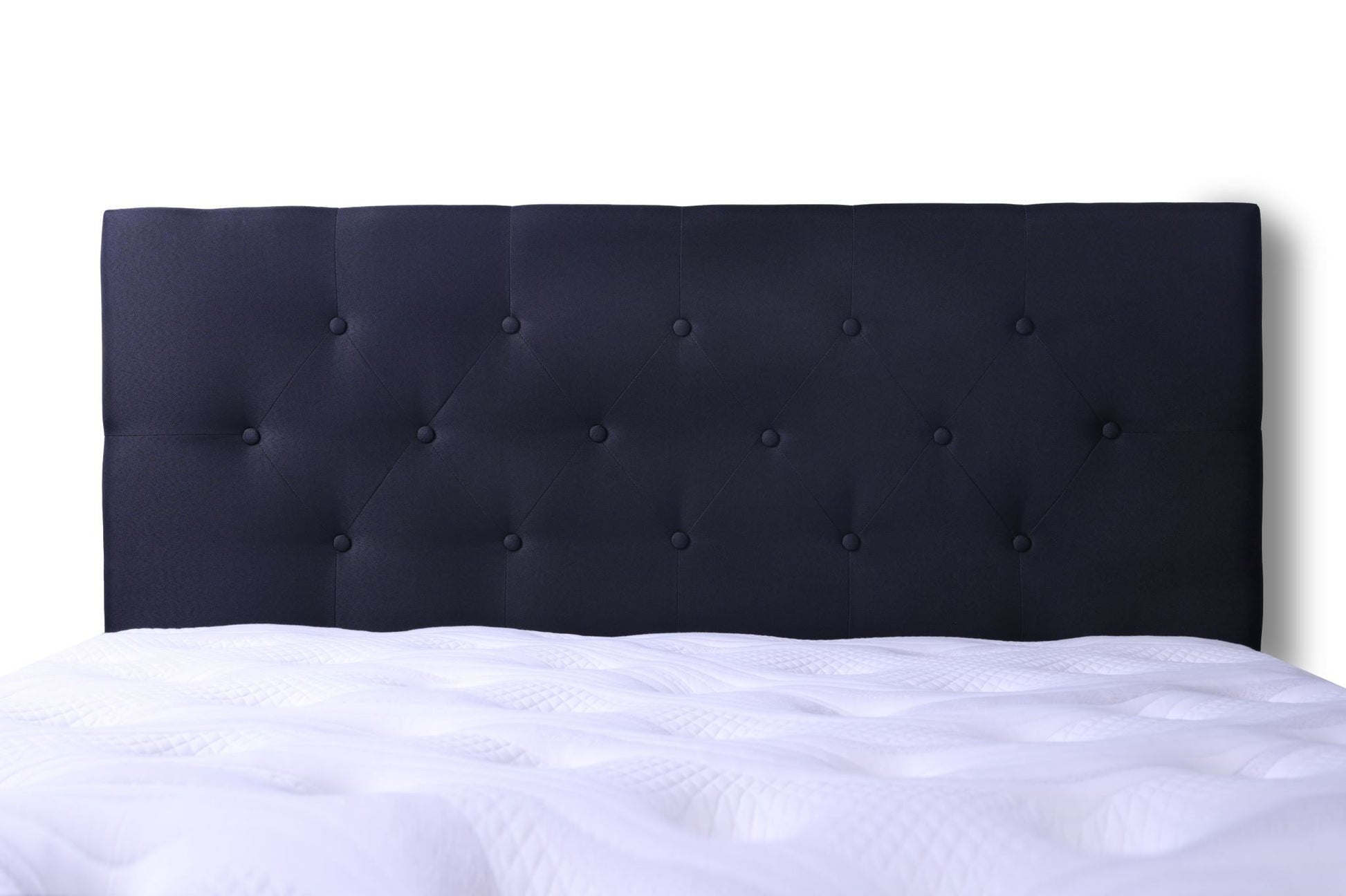 Black Fenland King Headboard by sue-e furniture with sleek, modern design and smooth surface, perfect for a contemporary bedroom.