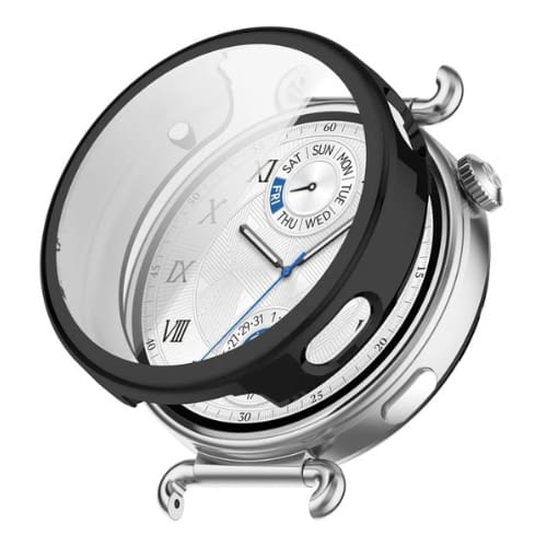 Black protective watch case for Huawei GT6 41mm, designed by That Watch Shop, shown on a Huawei smartwatch.