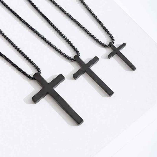Adjustable Stainless Steel Cross Pendant Necklace