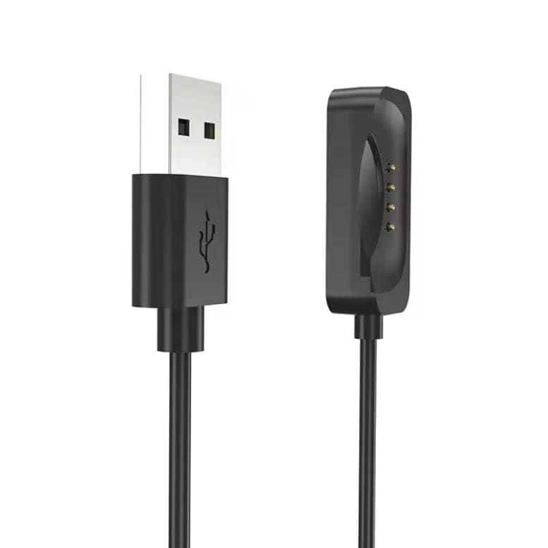 Black USB-A charger for OPPO Watch models X, X2, 4 Pro, 3/3 Pro, 2, SE, with 1-meter cable, compatible with That Watch Shop.