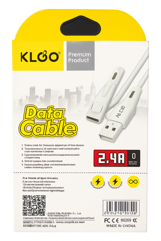 Frankly Cotton KLGO White Data Cable 2.4a Type C 3m Length Nest & Stem Homewares