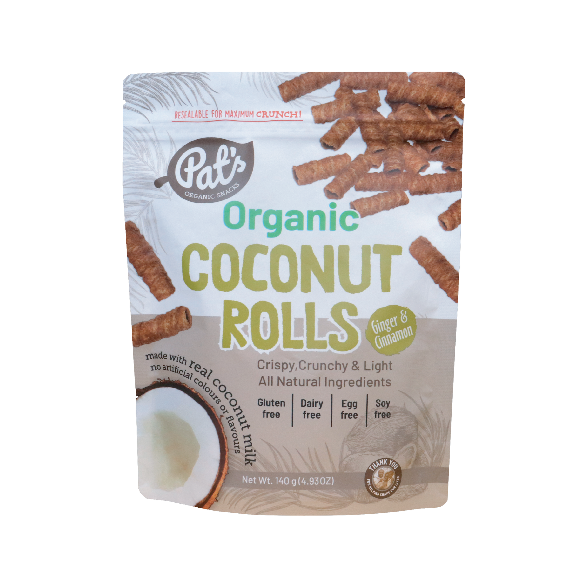 Organic coconut rolls with ginger and cinnamon from livelifestore.co.nz, showcasing golden rolls with spice accents.