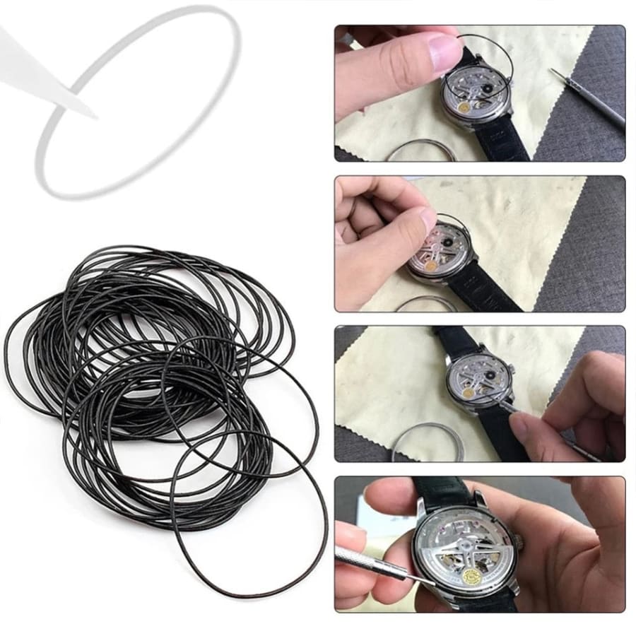 950-piece set of watch O-rings for waterproof watches, including 0.5mm to 30mm size, for watch repair and sealing by That Watch Shop.