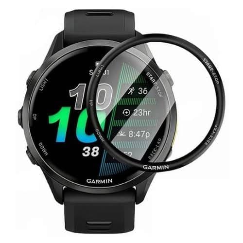 Garmin Forerunner 970 watch screen protector from That Watch Shop, clear protective film covering the watch face.