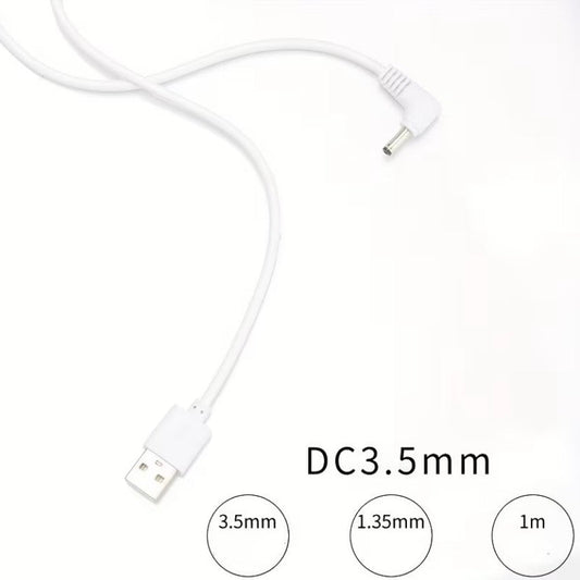 White 1m 3.5mm x 1.35mm barrel jack power cable with elbow connector, electronics accessory by 9eight5.