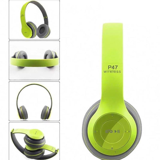 9eight5 P47 wireless headphone with sleek over-ear design, showcasing soft ear cushions and modern black finish.