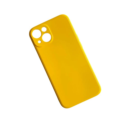 Yellow 9eight5 phone case for iPhone 13 and iPhone 13 Pro 6.1-inch models, slim protective cover with smooth finish.