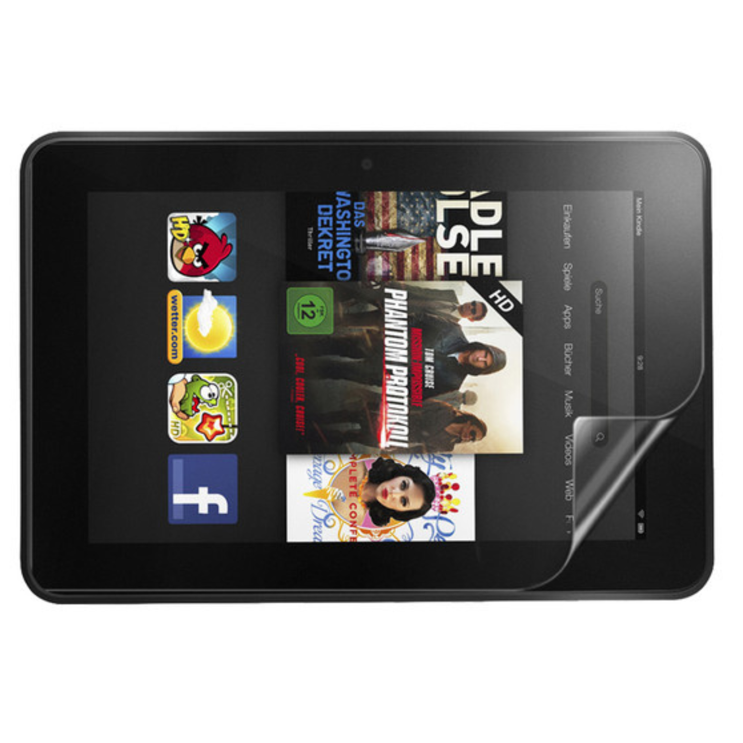 Hydrogel screen protectors for Amazon Kindle Fire HD 7 (2nd Gen), pack of 2, by 9eight5, showing transparent protectors on device screens.