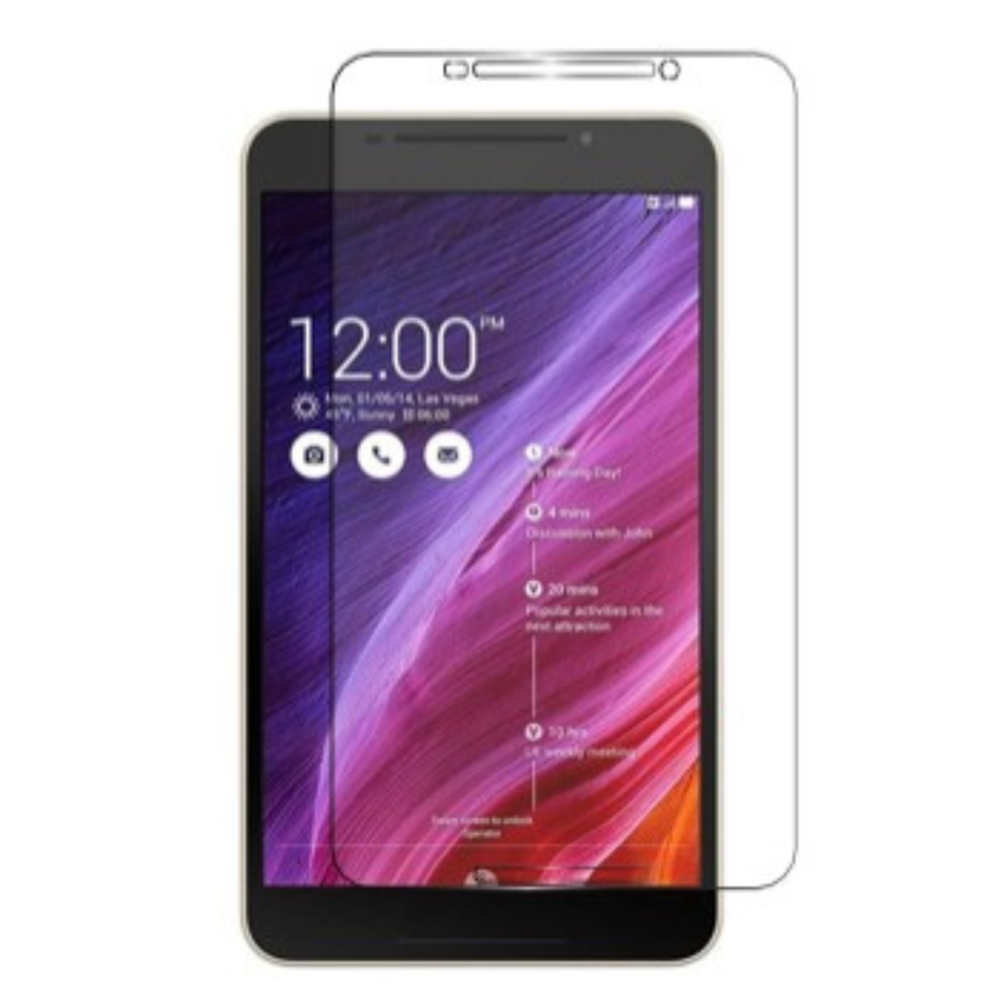 Hydrogel screen protector for Asus Fonepad 8 FE380CG by 9eight5, pack of 2, showing protective film fitted on device screen.