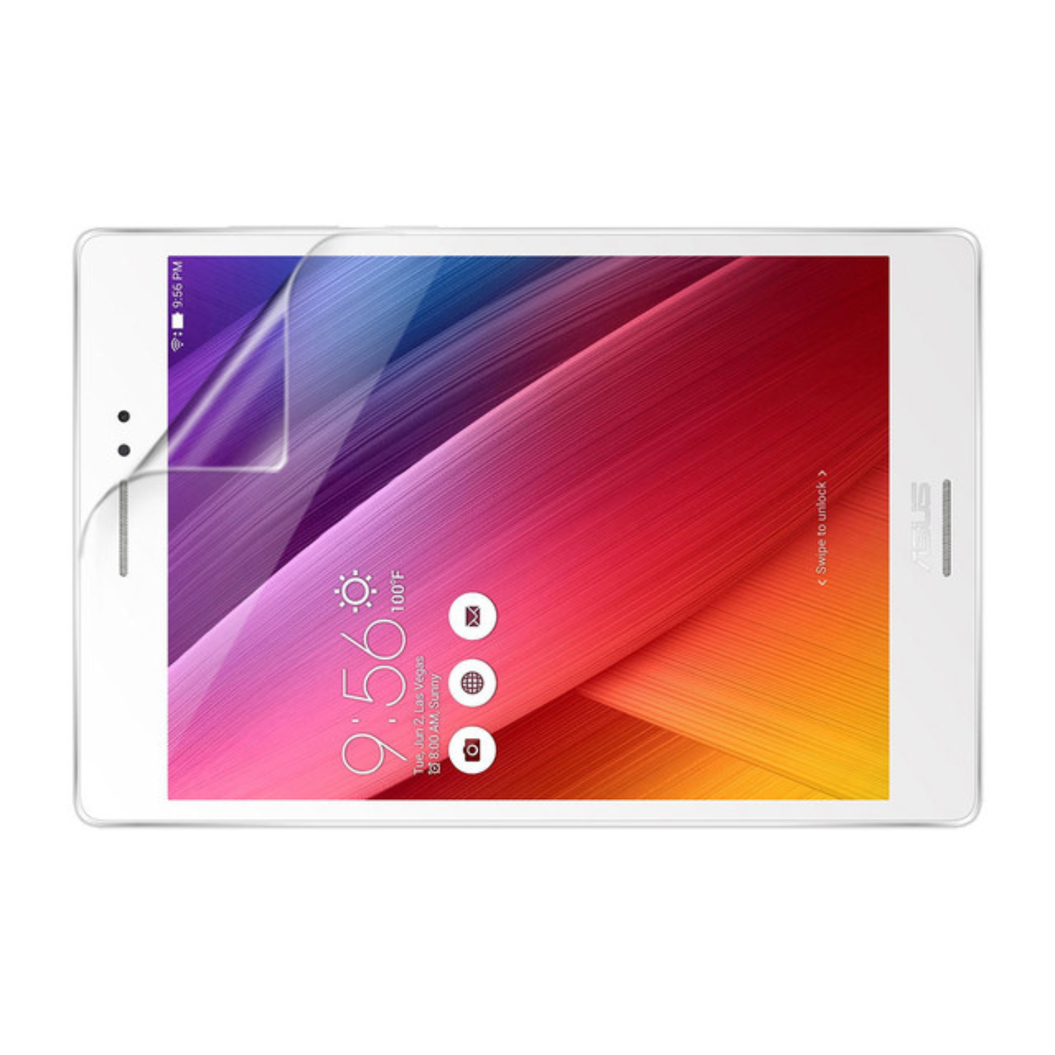 Hydrogel screen protector for Asus Zenpad S 8.0 Z580CA by 9eight5 showing a clear, thin film covering the tablet screen.