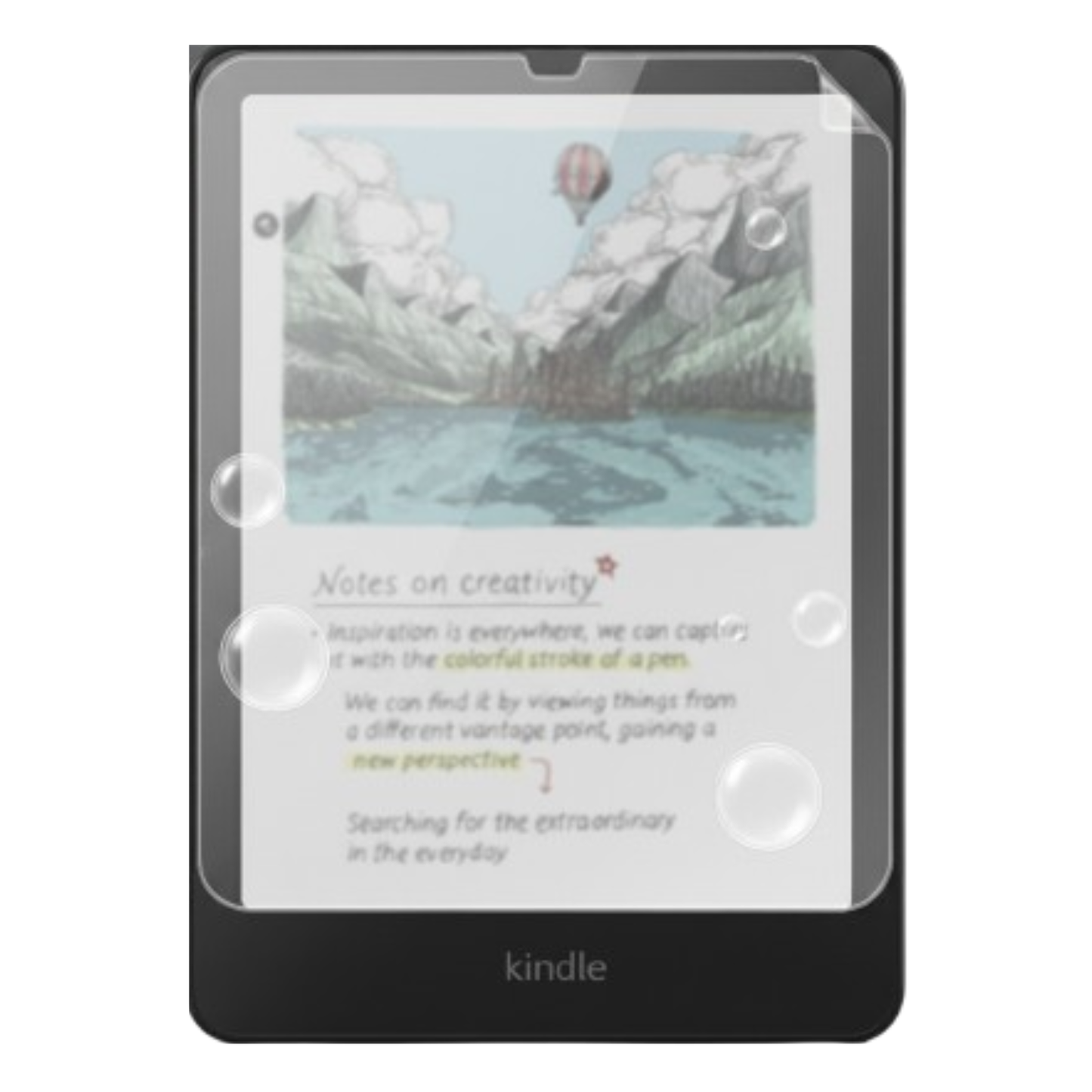 Hydrogel screen protector for Kindle Scribe Colorsoft by 9eight5, showing a clear, thin protective film on the device screen.