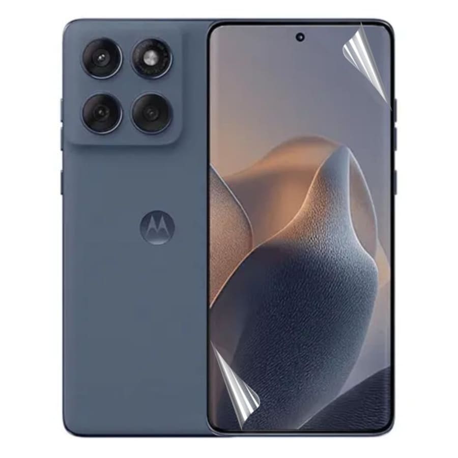 Hydrogel screen protector for Moto Edge 60 Fusion by 9eight5, showing clear, flexible film fitting the smartphone screen.