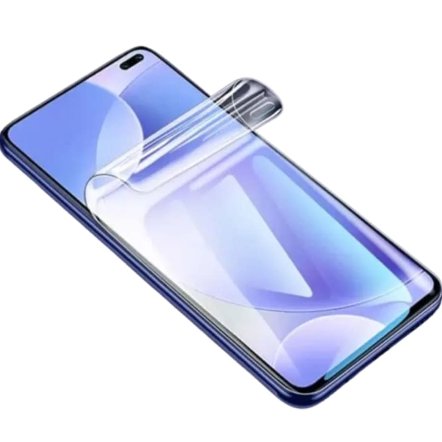 Hydrogel screen protector for Redmi K30 by 9eight5, showing a clear, flexible film fitting the phone screen for protection.