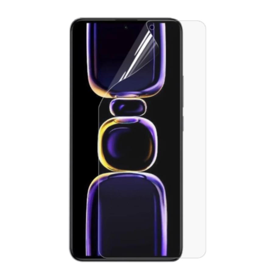 Hydrogel screen protector for Redmi K70 by 9eight5, pack of 2, showing transparent protective film on smartphone screen