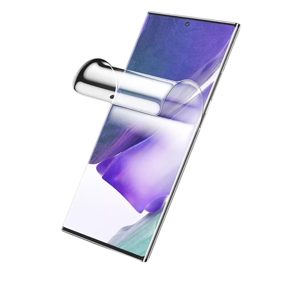 Two 9eight5 hydrogel film screen protectors for Samsung Galaxy Note 10 Plus, showcasing clear, flexible protection in a pack of two.