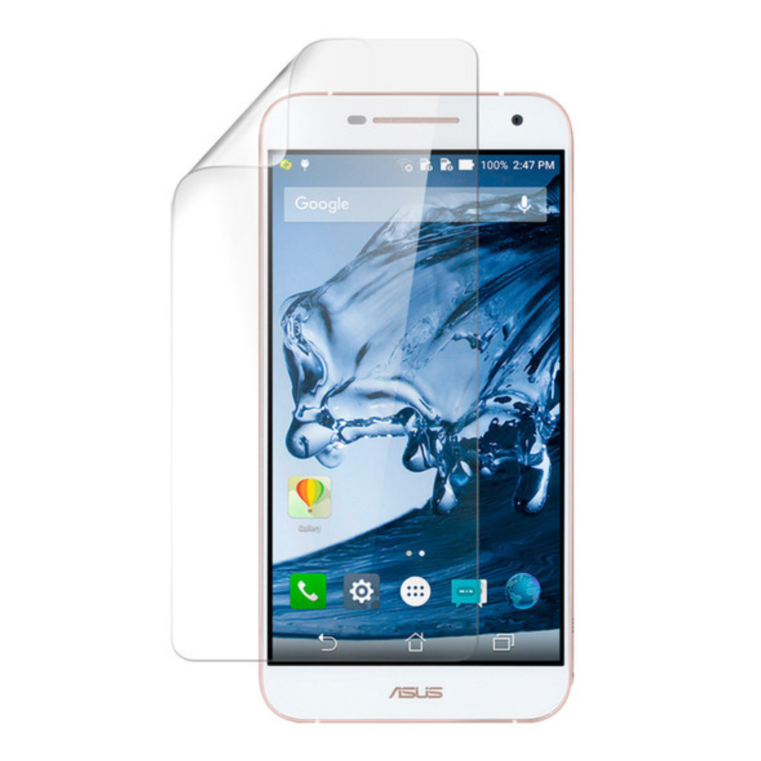 Hydrogel screen protector for Asus Pegasus 2 Plus by 9eight5, pack of 2, showing the clear, flexible shield fitting the device screen.