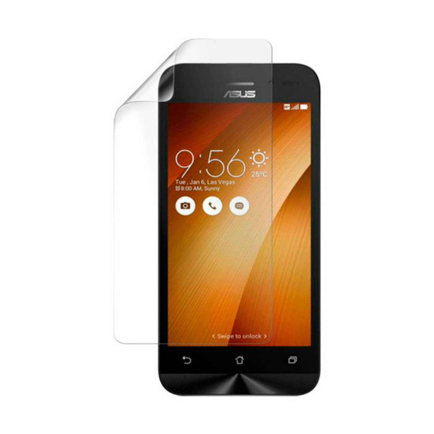 Hydrogel screen protector for Asus Zenfone Go ZB452KG by 9eight5, pack of 2, showing a clear, flexible film over the phone screen