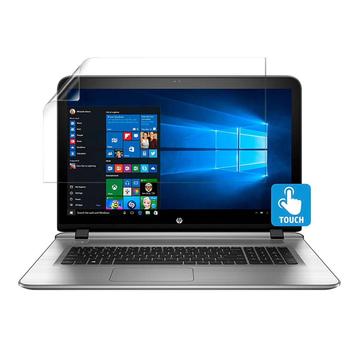 Hydrogel screen protector for HP ENVY 17 S151NR laptop, 17.3-inch, by 9eight5, shown in pack of two protecting the screen.