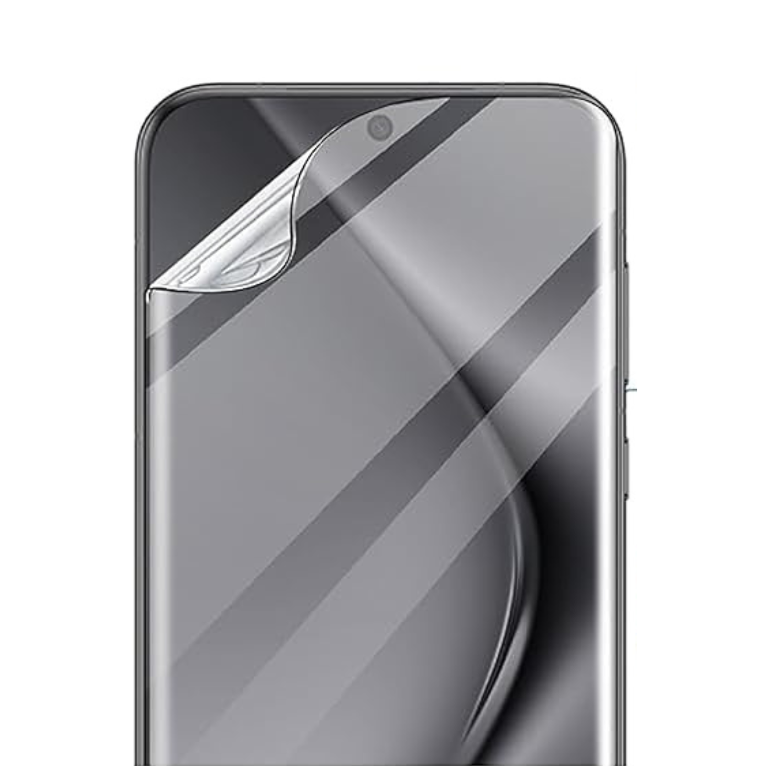 Hydrogel screen protector for Huawei Pura70 2024 by 9eight5, showing a clear, flexible protective layer on the phone screen.