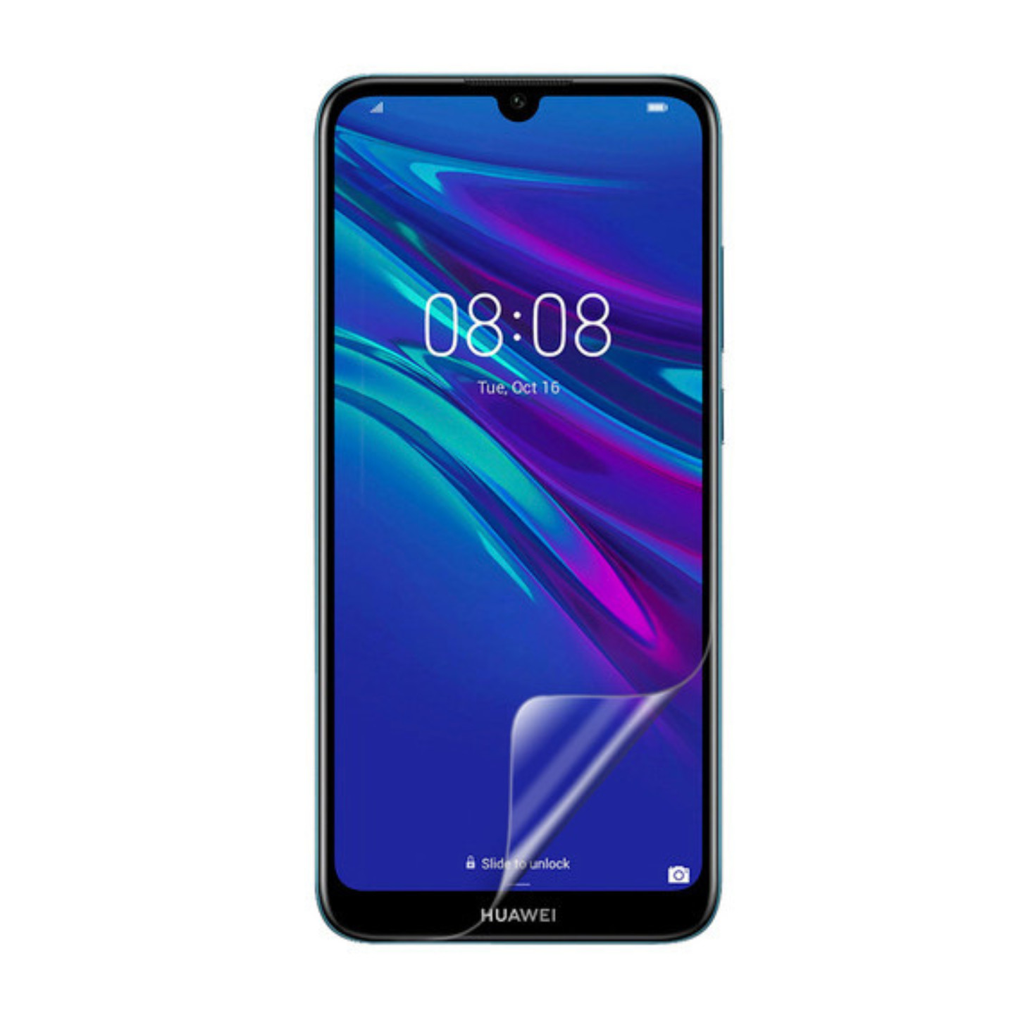 Hydrogel screen protector for Huawei Y6 by 9eight5, pack of 2, showing clear, flexible protective film on smartphone screen