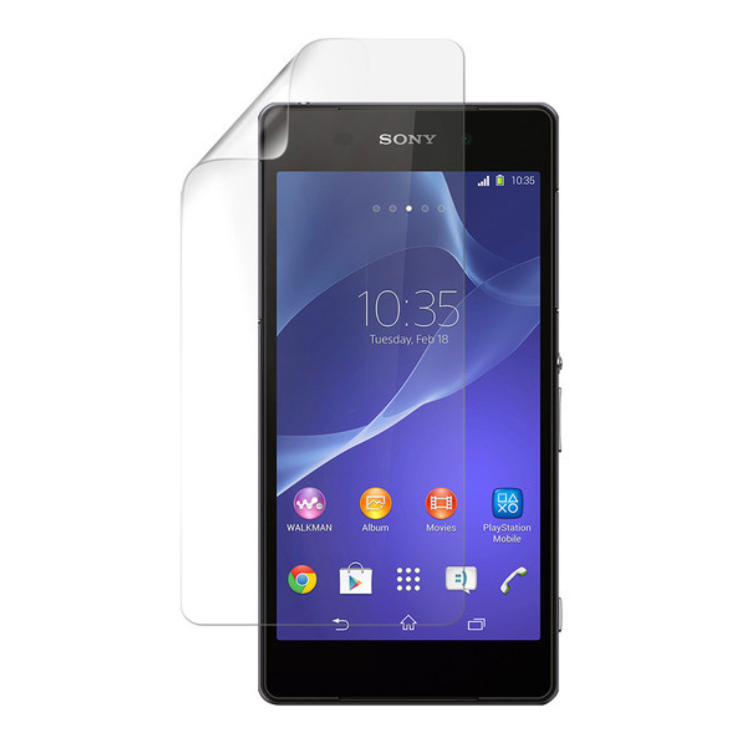 Two 9eight5 hydrogel screen protectors for Sony Xperia Z2, showing clear, flexible protectors designed to shield the phone screen.