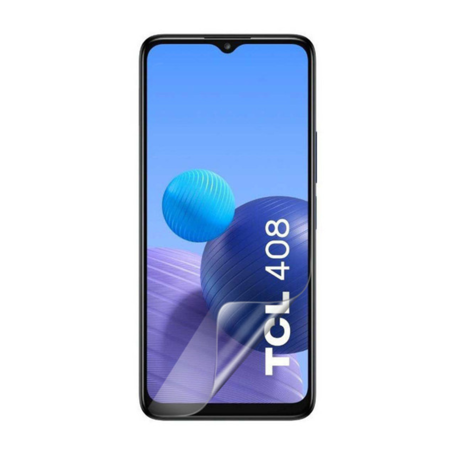 Hydrogel screen protector for TCL 408 by 9eight5, pack of 2, showing clear, flexible film covering the phone screen.