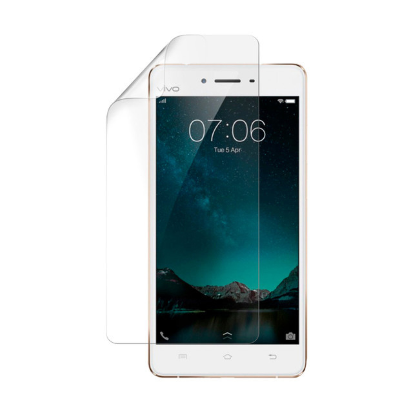 Hydrogel screen protector for Vivo V3Max by 9eight5, pack of 2, showing the clear, flexible film covering the phone screen.