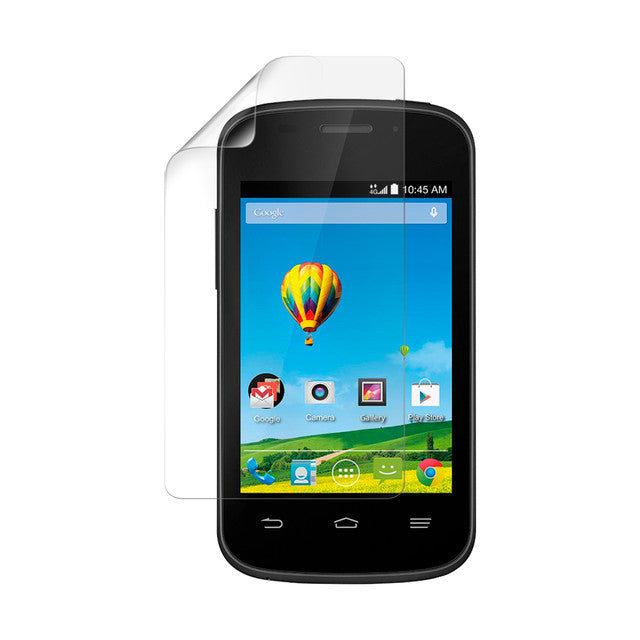 Hydrogel screen protectors for ZTE Zinger by 9eight5, showing two clear protective films for smartphone screen protection.