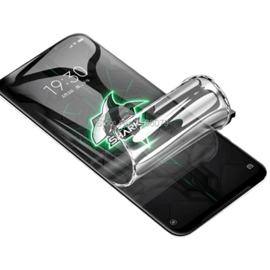 Hydrogel screen protectors for Xiaomi Black Shark 3S by 9eight5, pack of 2, covering the smartphone display for protection.