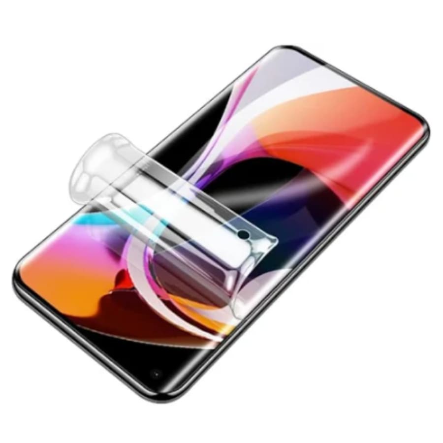 Hydrogel screen protector for Xiaomi Mi 10 by 9eight5, pack of 2, showing clear flexible film covering the smartphone screen.