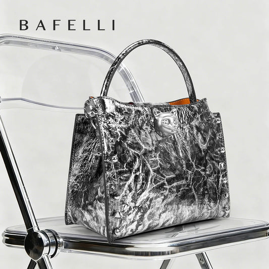 BAFELLI Rivet Cowhide Leather Crossbody Bag