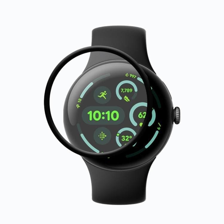 Google Pixel Watch 4 41mm screen protector in clear watch case, designed to shield the smartwatch display.