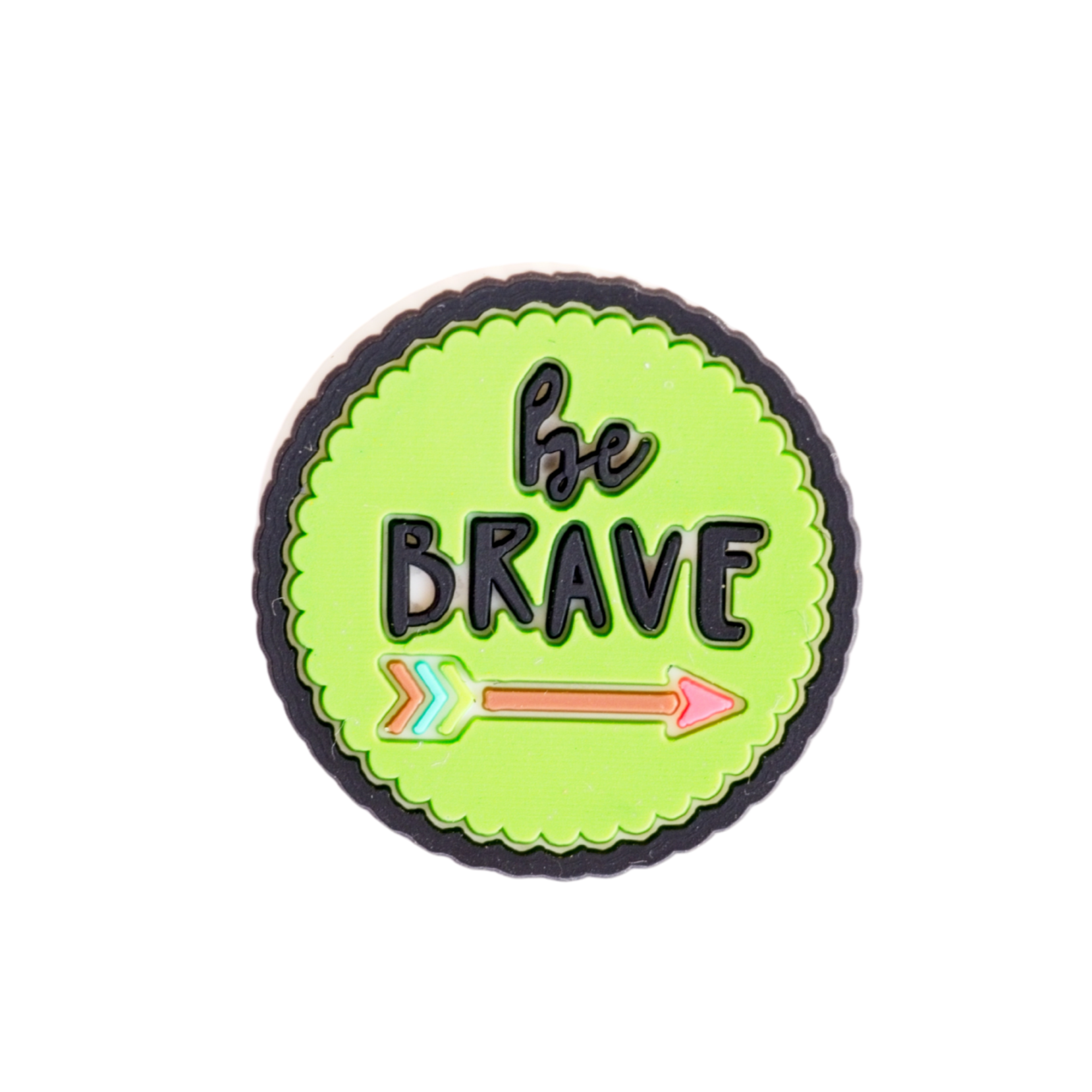 Walkieez Be Brave charm from WALK-itz collection, featuring a stylish metal charm with engraved motivational message.
