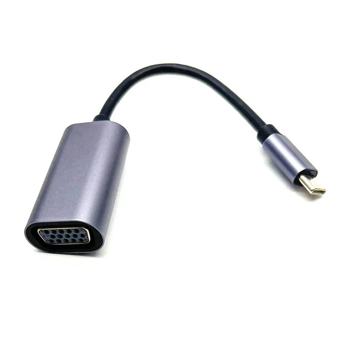 9eight5 USB 3.1-C Type-C to VGA adapter displaying connection ports for full HD 1080P video output.