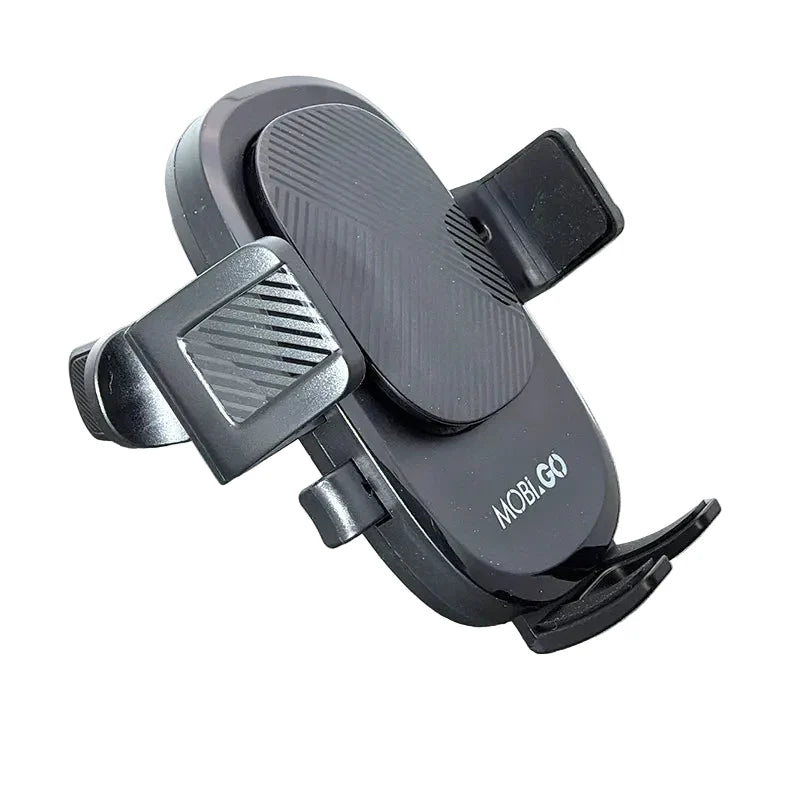 9eight5 Mobigo mobile phone car bracket holder for G4 Plus, mounted on a dashboard with adjustable grip for secure fitting.