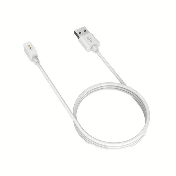 White charger for Xiaomi Smart Band 8, 9, and 10 series, designed for seamless charging of fitness tracker devices.