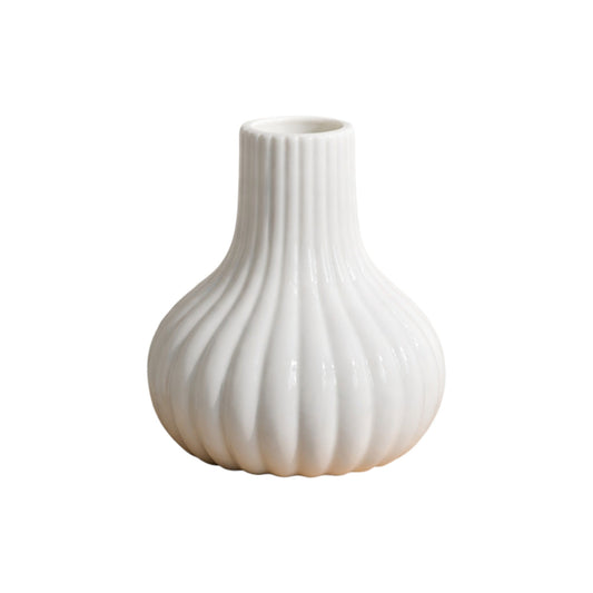 Frankly Cotton Fluted Ceramic Bud Vase – White Nest & Stem Homewares