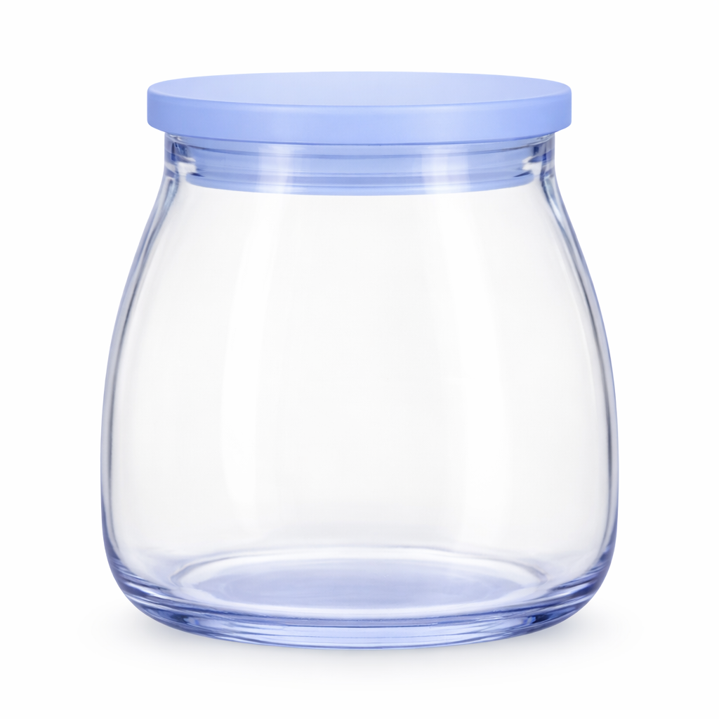 Clear glass storage jar with a metal lid, 500ml capacity, by Nest & Stem Homewares, perfect for kitchen organization.