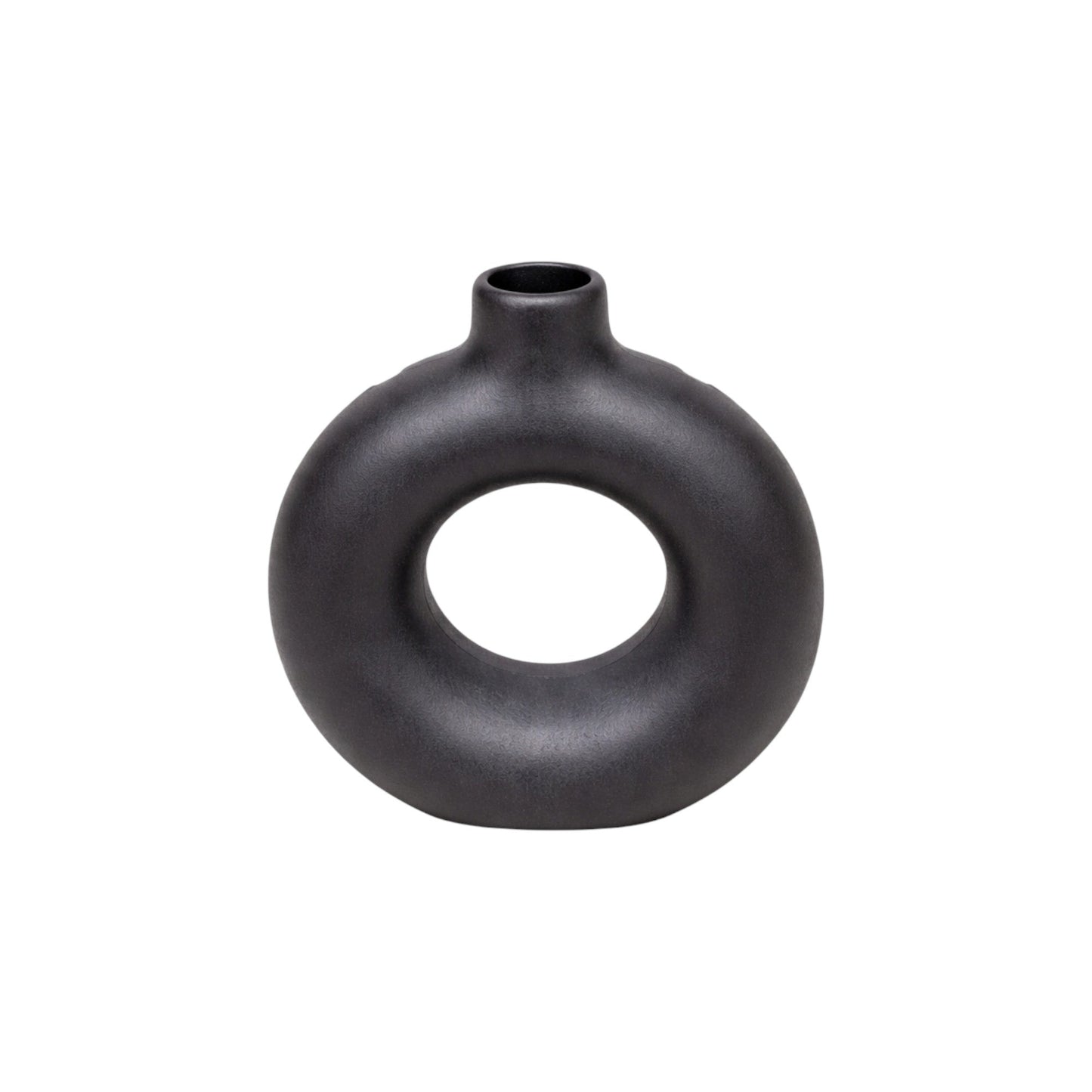 Frankly Cotton Black Sculptural Ring Vase Nest & Stem Homewares