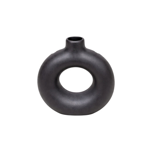 Frankly Cotton Black Sculptural Ring Vase Nest & Stem Homewares