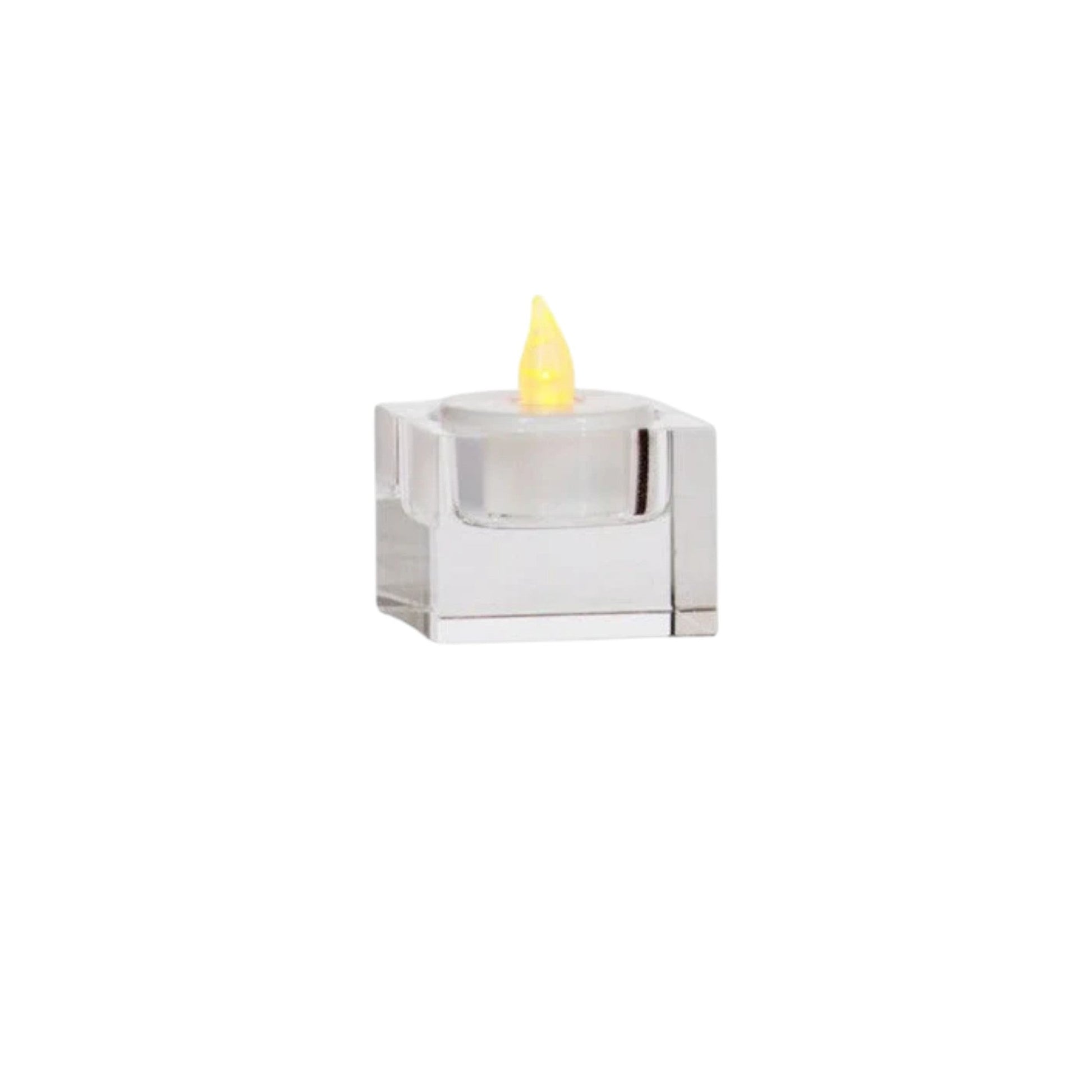 Nest & Stem Homewares Frankly Cotton Crystal Pillar candle holder, 50x50x40 cm, elegant clear glass design for home decor.