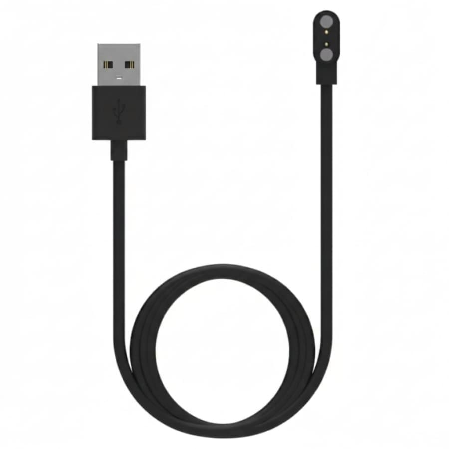 Black USB magnetic charging pad for Motorola Moto Watch series, 1m cable, compatible with Moto Watch 40, 70, 120, and Watch Fit.