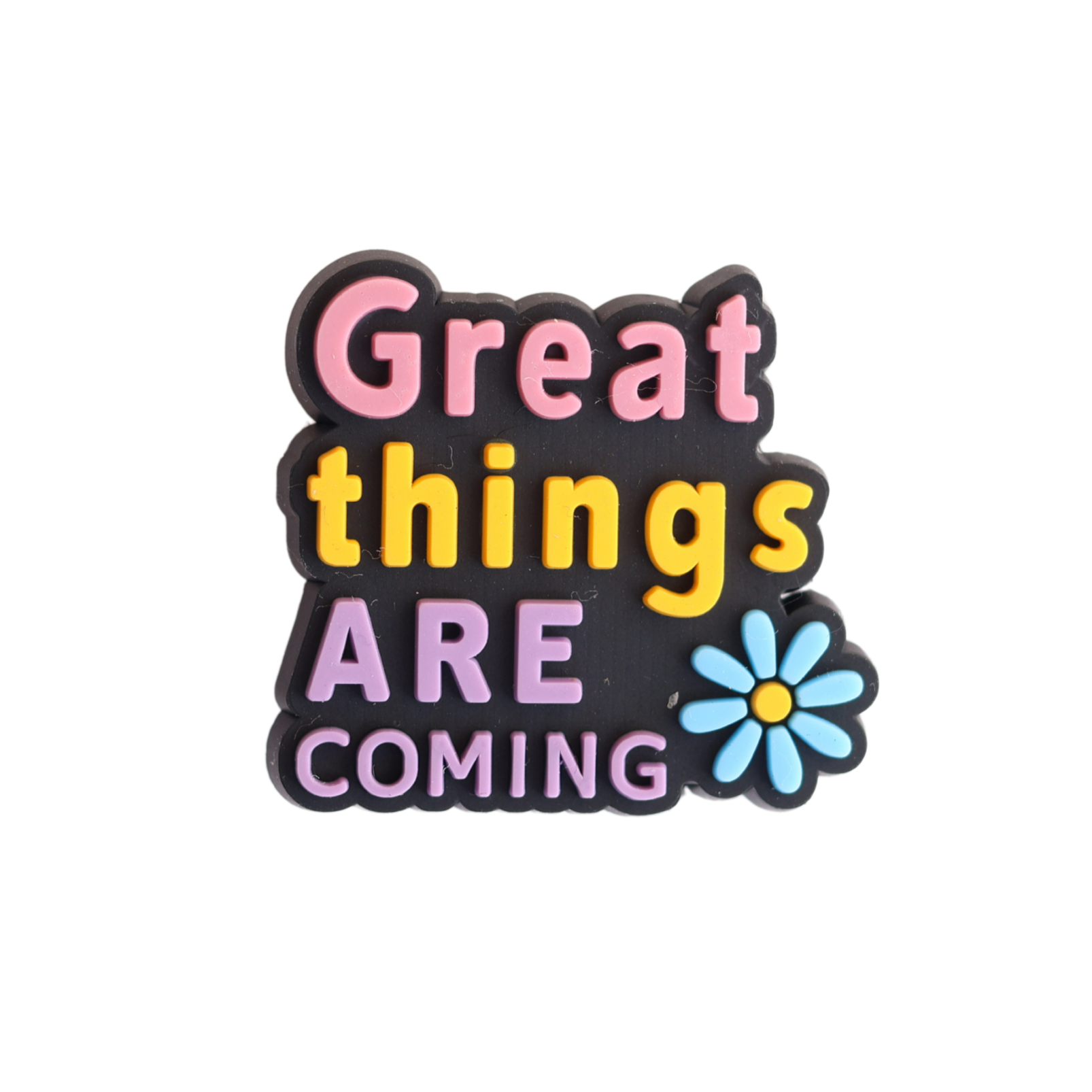Walkieez WALK-itz Great Things Are Coming Charm, silver-tone jewelry accessory with engraved inspirational message.