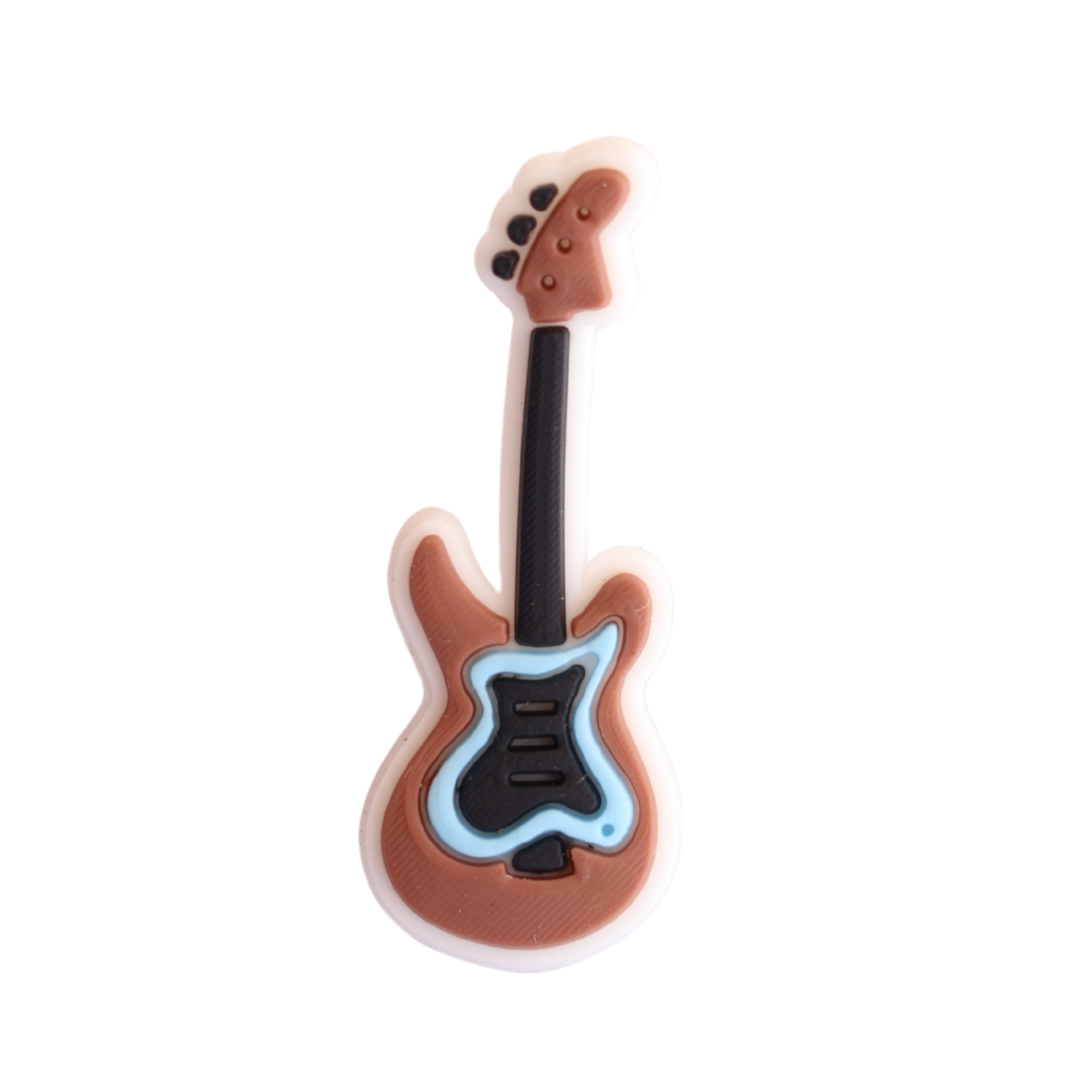 Walkieez WALK-itz guitar charm featuring a miniature silver guitar with detailed strings and body for decorative accessories.