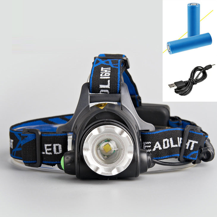 Waterproof rechargeable headlamp with 1600 lumens, adjustable focus, ideal for outdoor activities, by dealonlinenz.