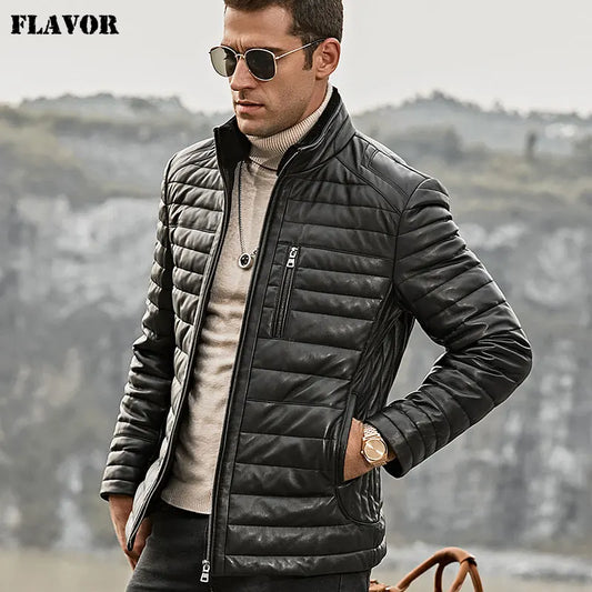 FLAVOR Men's Sheepskin Leather Winter Jacket – Alpine Noir
