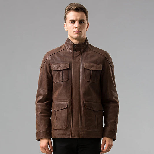 FLAVOR Men's Brown Leather Jacket – Heritage Edge