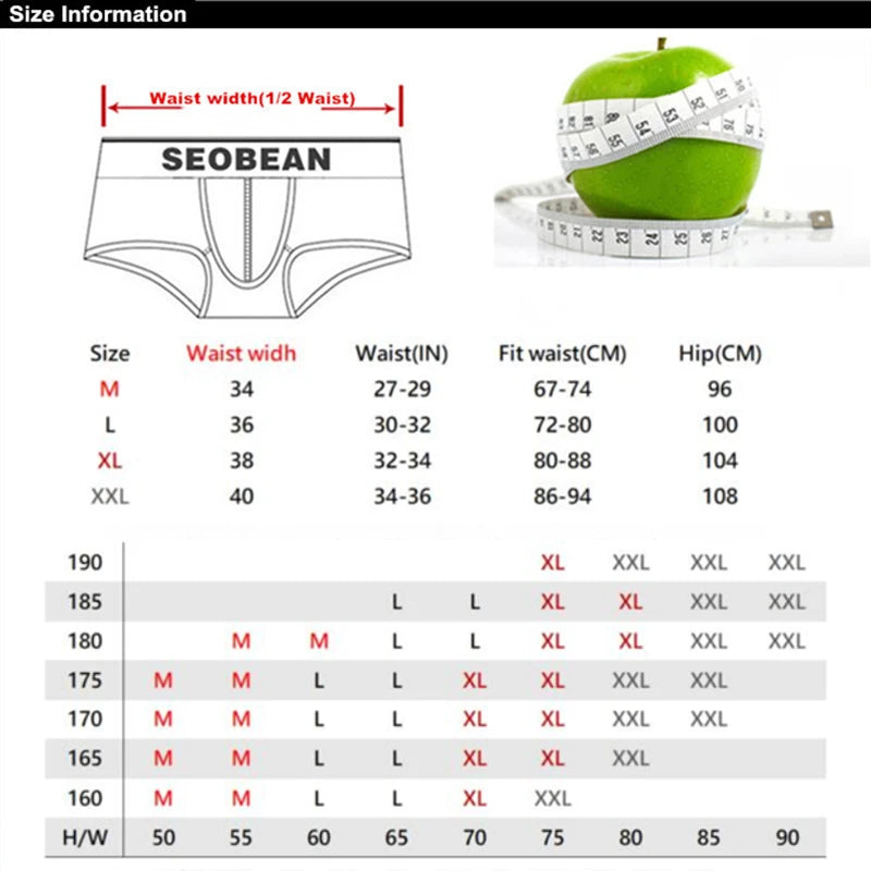 SEOBEAN Men's Ice Silk Underwear with Sexy Cartoon Pattern - Low Waist Half Hollow Boxers