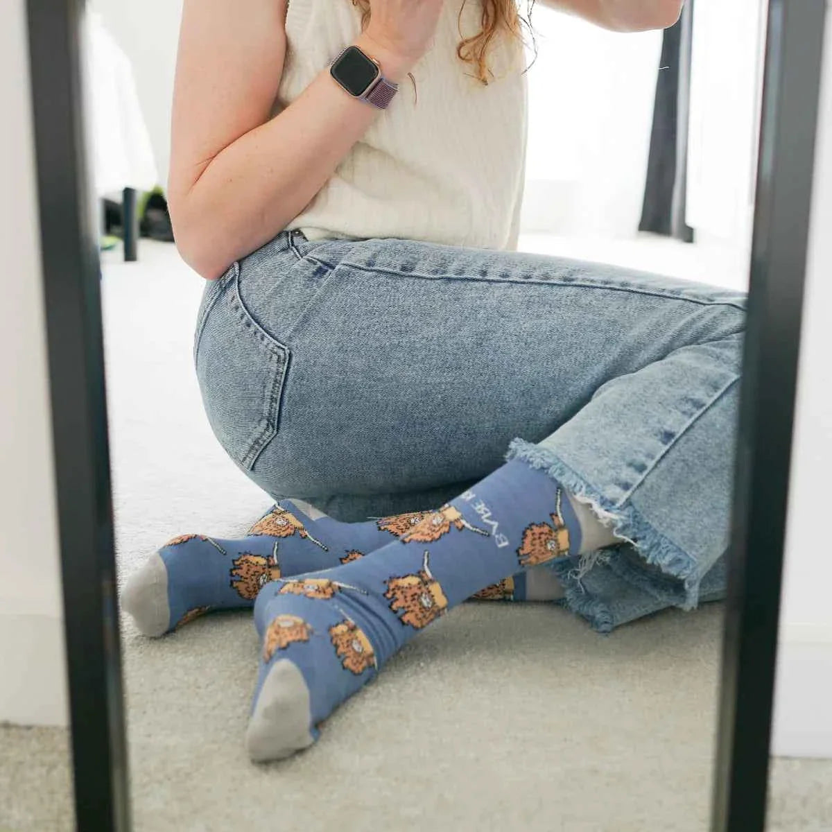 Save the Highland Cow Bamboo Socks Barekind NZ