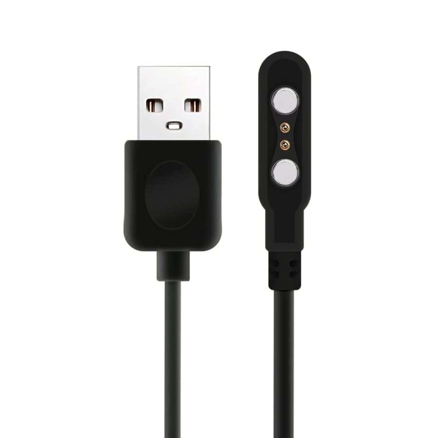 Black USB A magnetic charger cable for Zhiweide smart bracelet, 1 meter long, compatible with That Watch Shop devices.